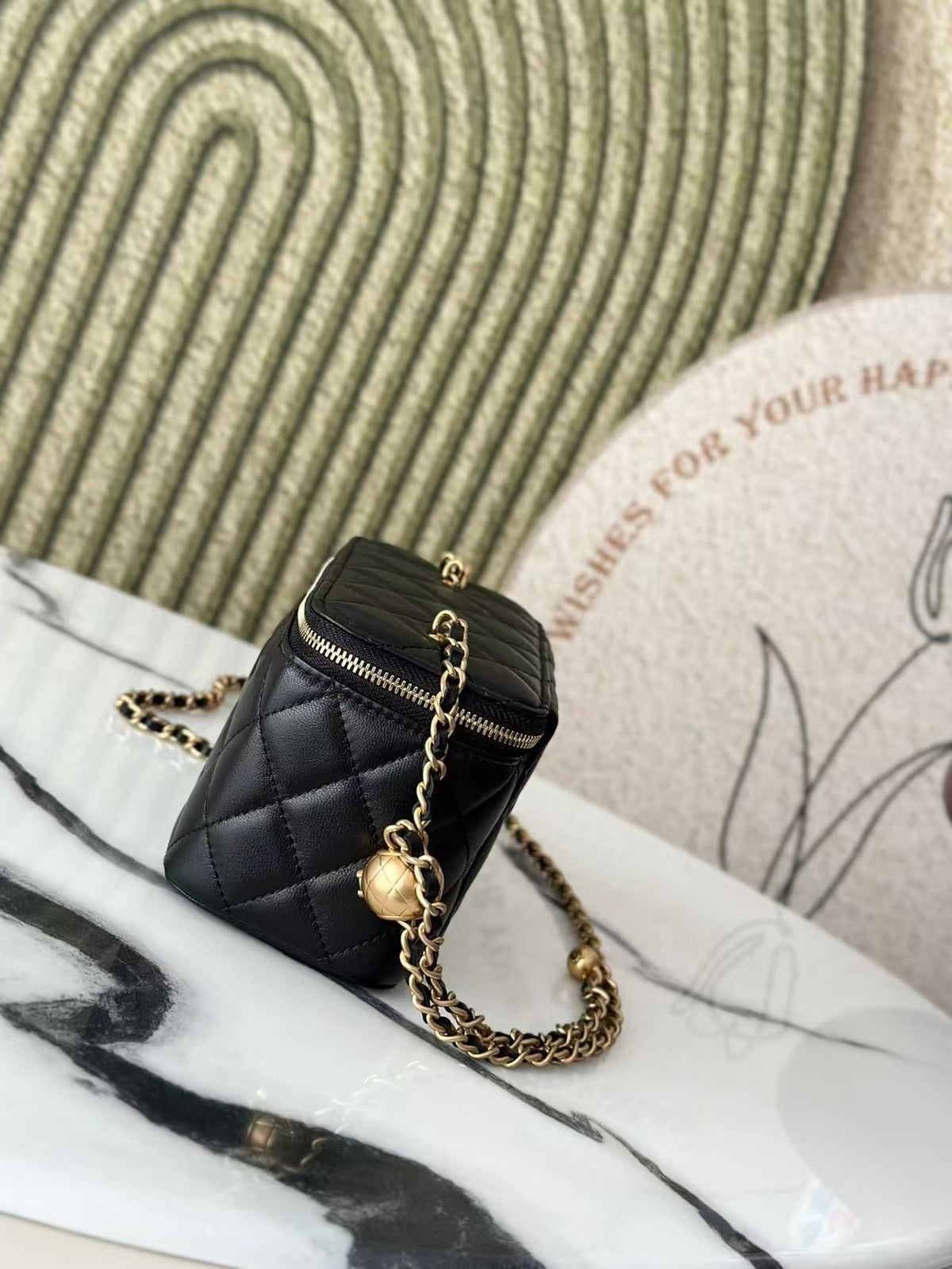 Chanel Vanity on Chain Pearl Crush Black Lambskin
