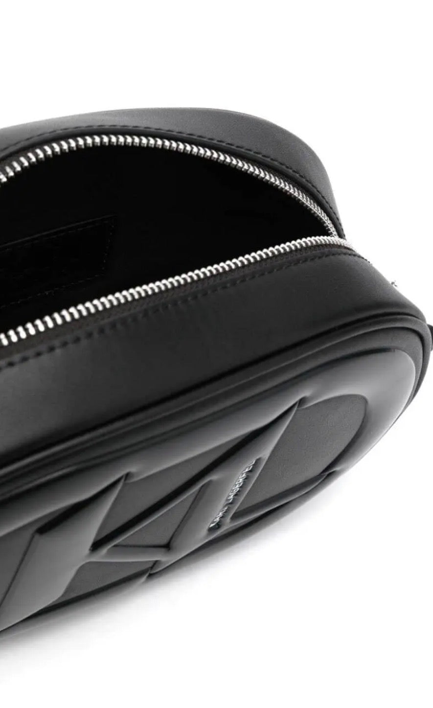 KARL LAGERFELD K/Monogram  Oval-Shaped Black Crossbody Bag