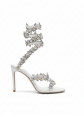 Eden White Crystal Satin Sandals