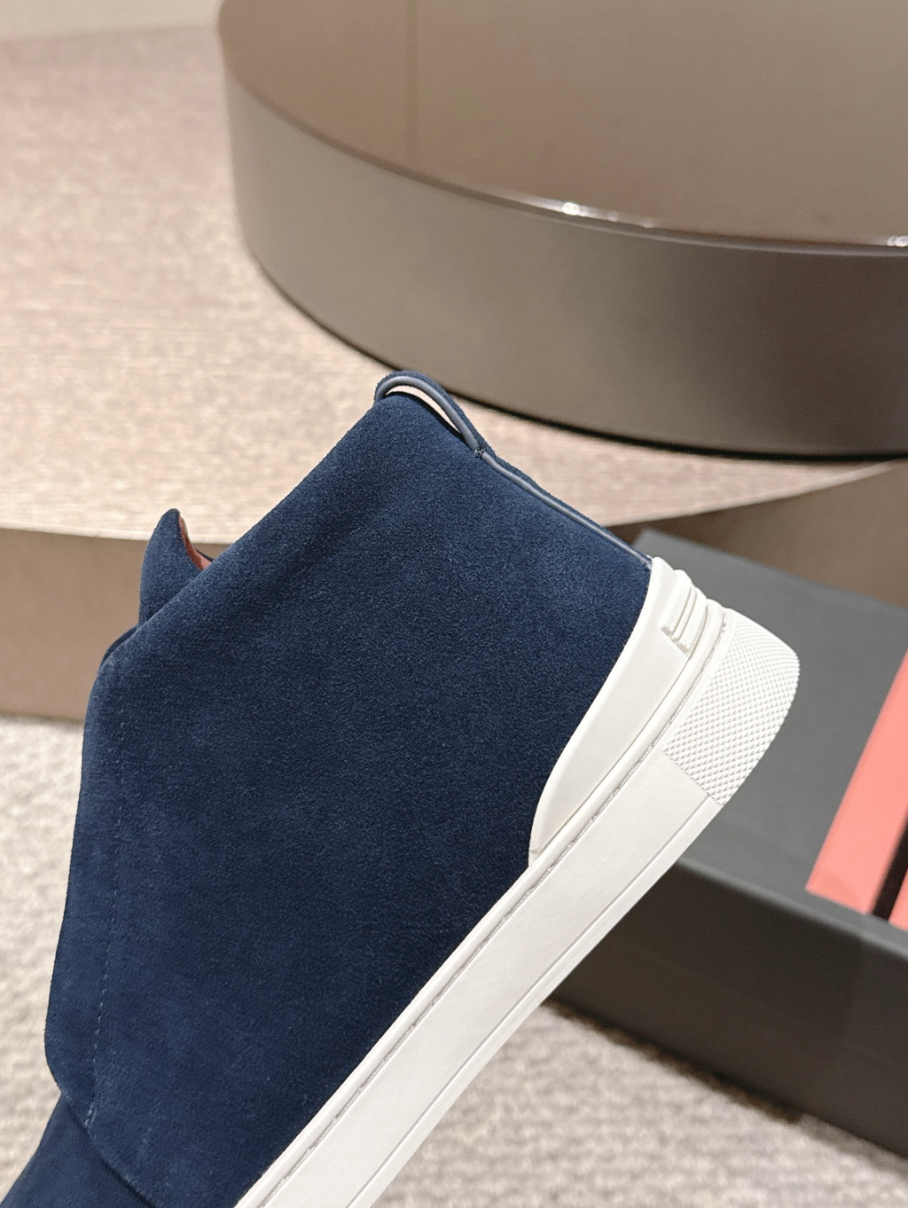 Ermenegildo Zegna navy suede Triple Stitch mid-top