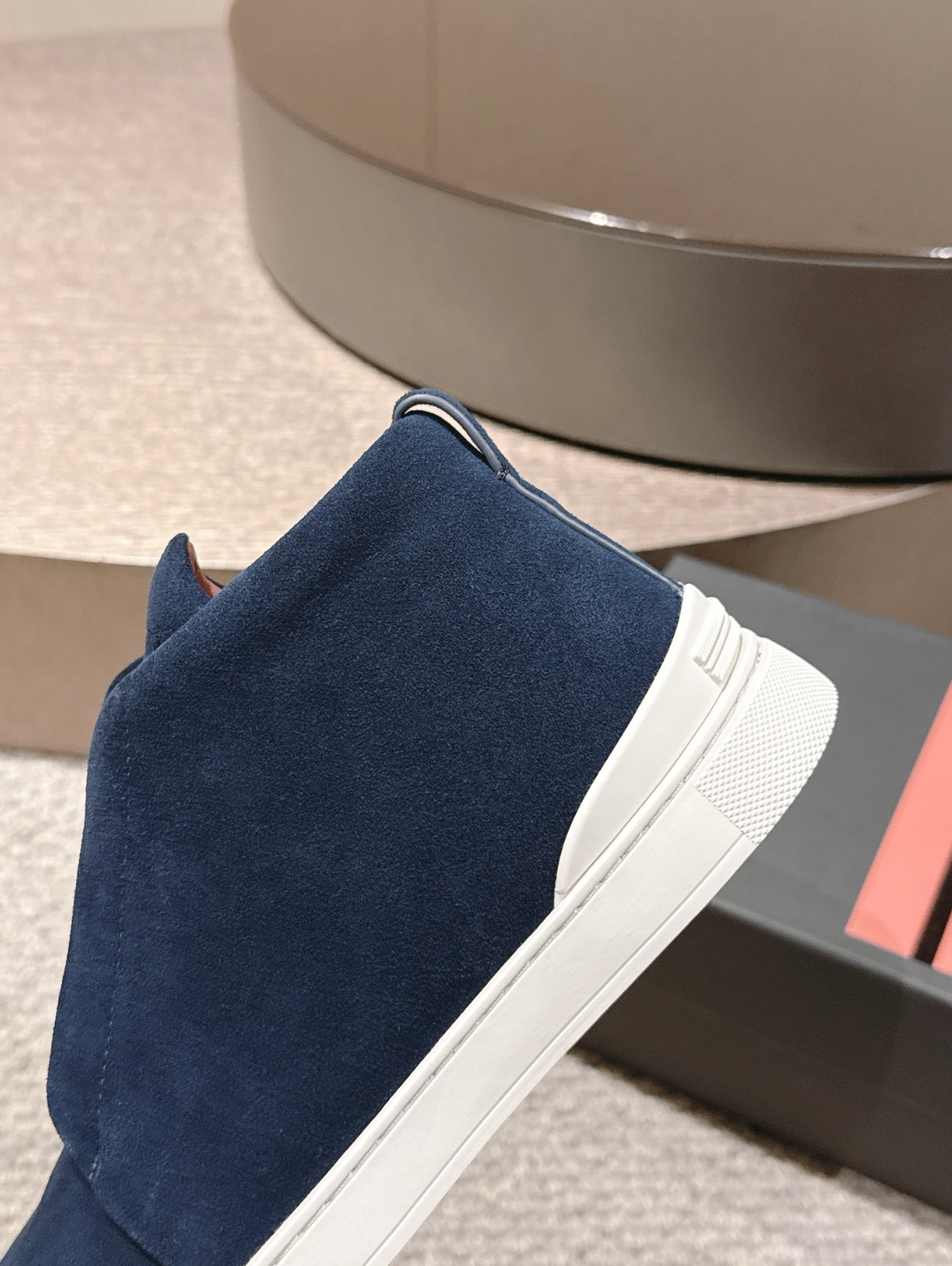 Ermenegildo Zegna navy suede Triple Stitch mid-top