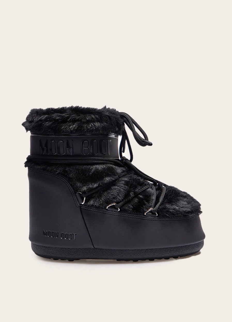 MOON BOOT Icon Low Ankle Faux Fur Black