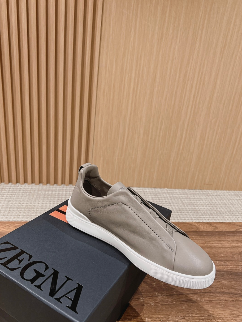 Ermenegildo Zegna beige deerskin Triple Stitch