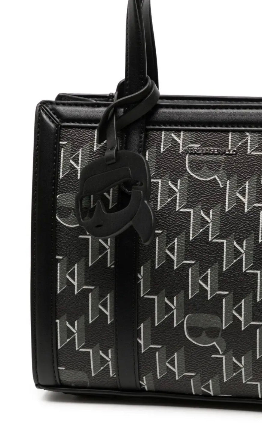 KARL LAGERFELD K/Ikonik 2.0 Monogram Small Black Tote Bag