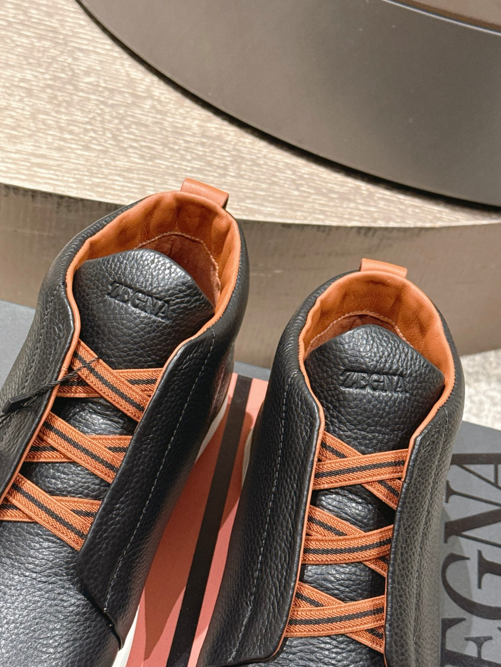 Ermenegildo Zegna black Triple Stitch mid-top