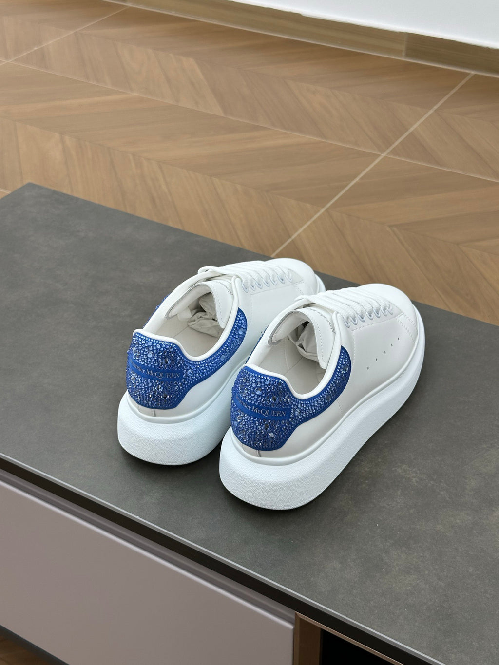 Women's Oversized Crystal Sneaker in Royal Blue