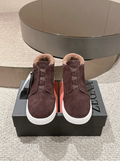 Ermenegildo Zegna brown suede deerskin wool Triple Stitch mid-top
