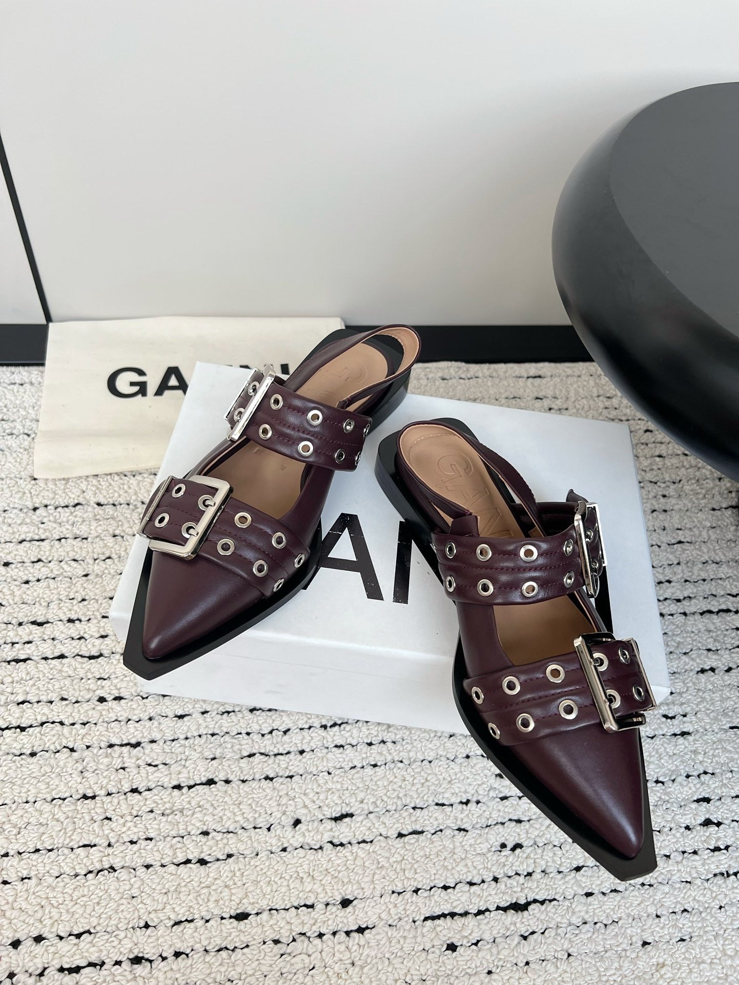 Ganni Buckle fastening Dark Burgundy Ballerinas