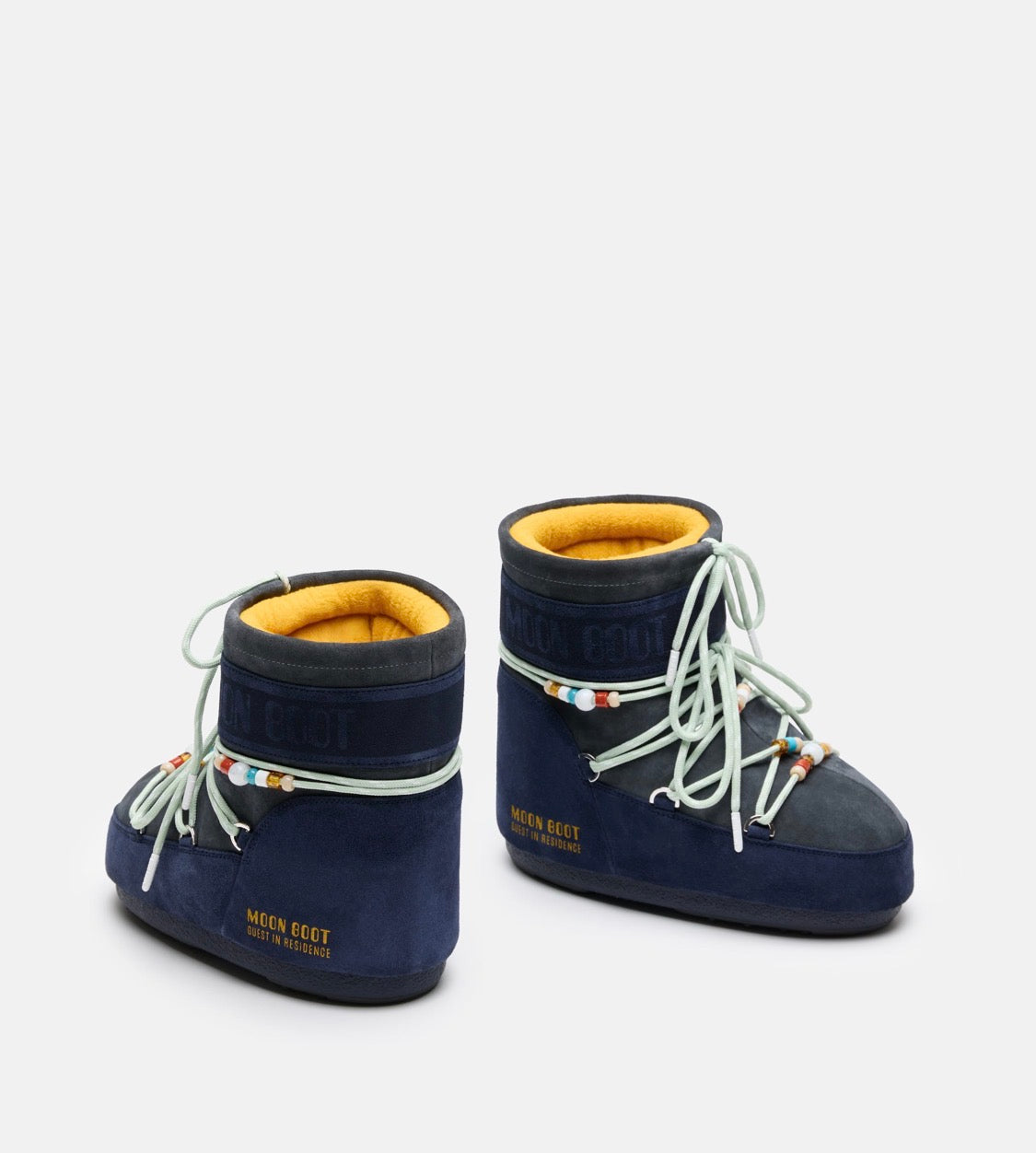 MOON BOOT X GUEST IN RESIDENCE Icon Low Midnight/Grey Beaded suede boots