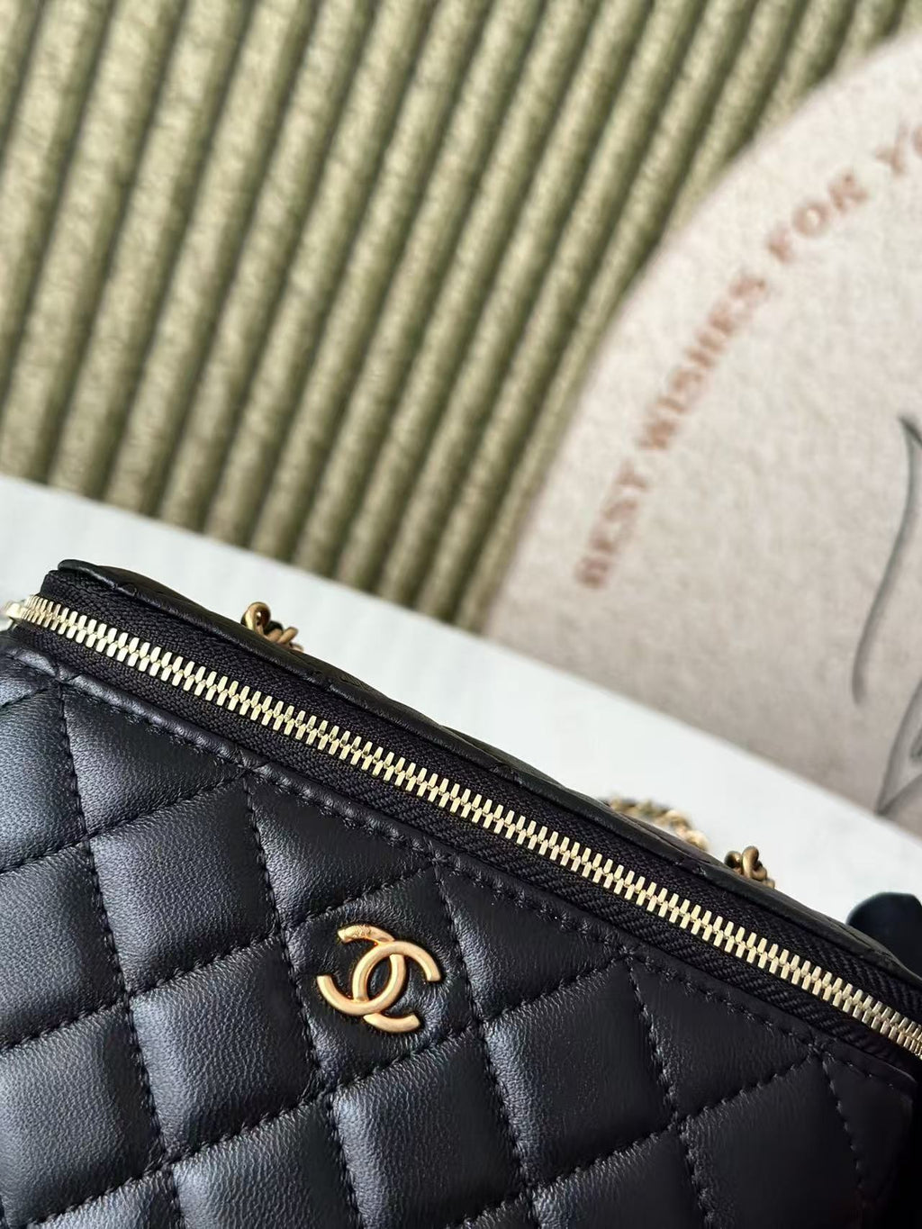 Chanel Vanity on Chain Pearl Crush Black Lambskin