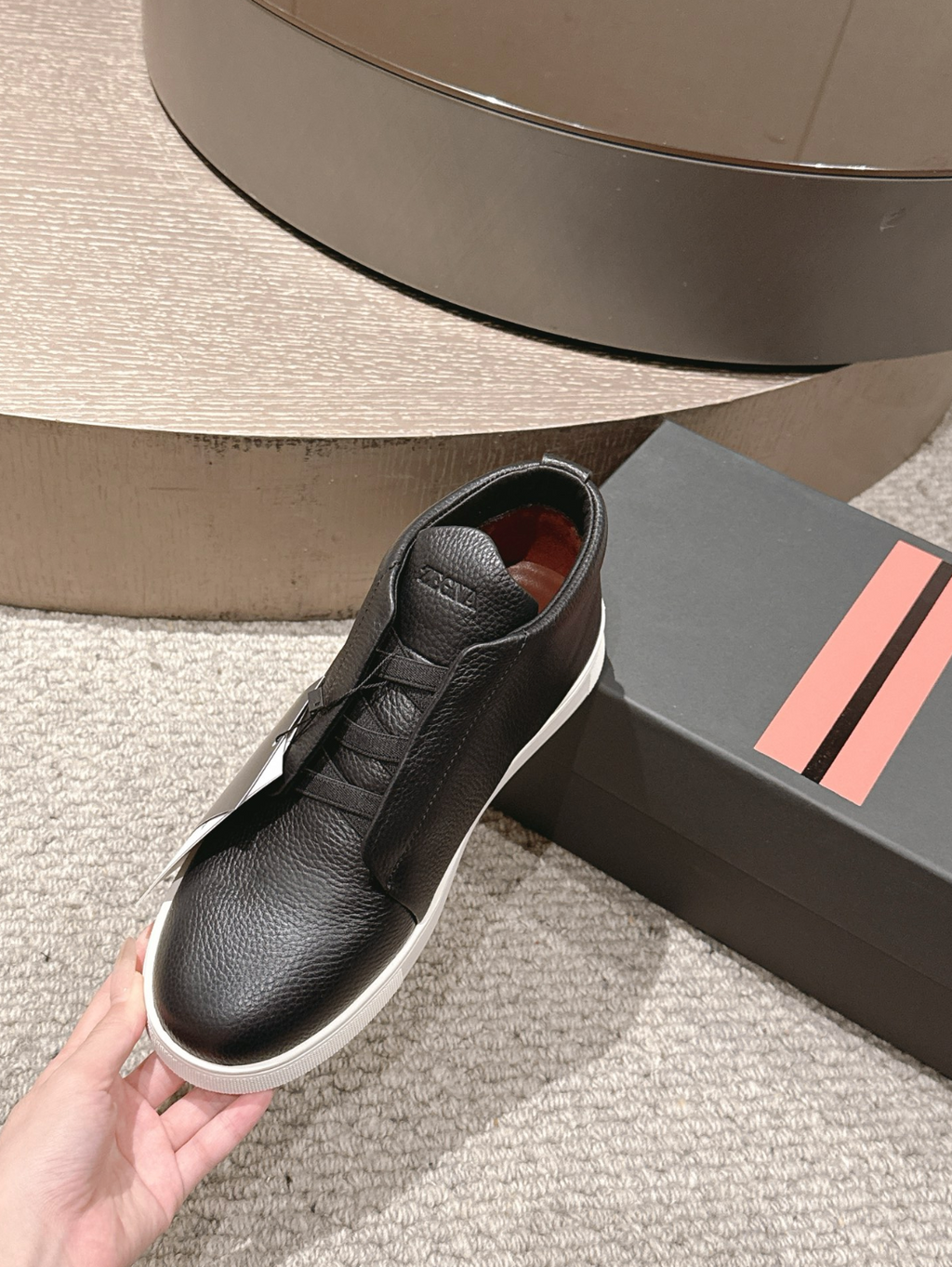 Ermenegildo Zegna black Triple Stitch mid-top