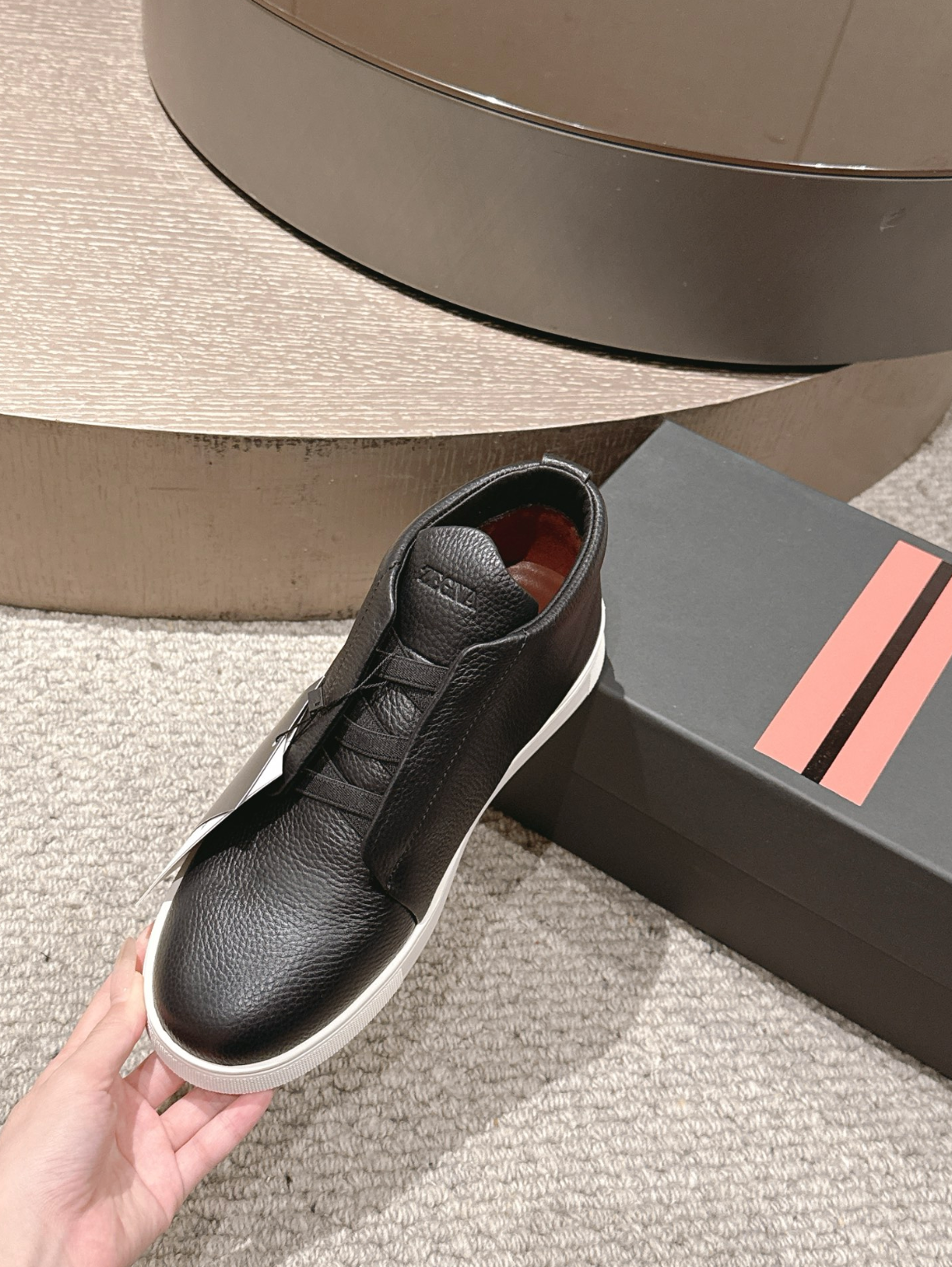 Ermenegildo Zegna black Triple Stitch mid-top
