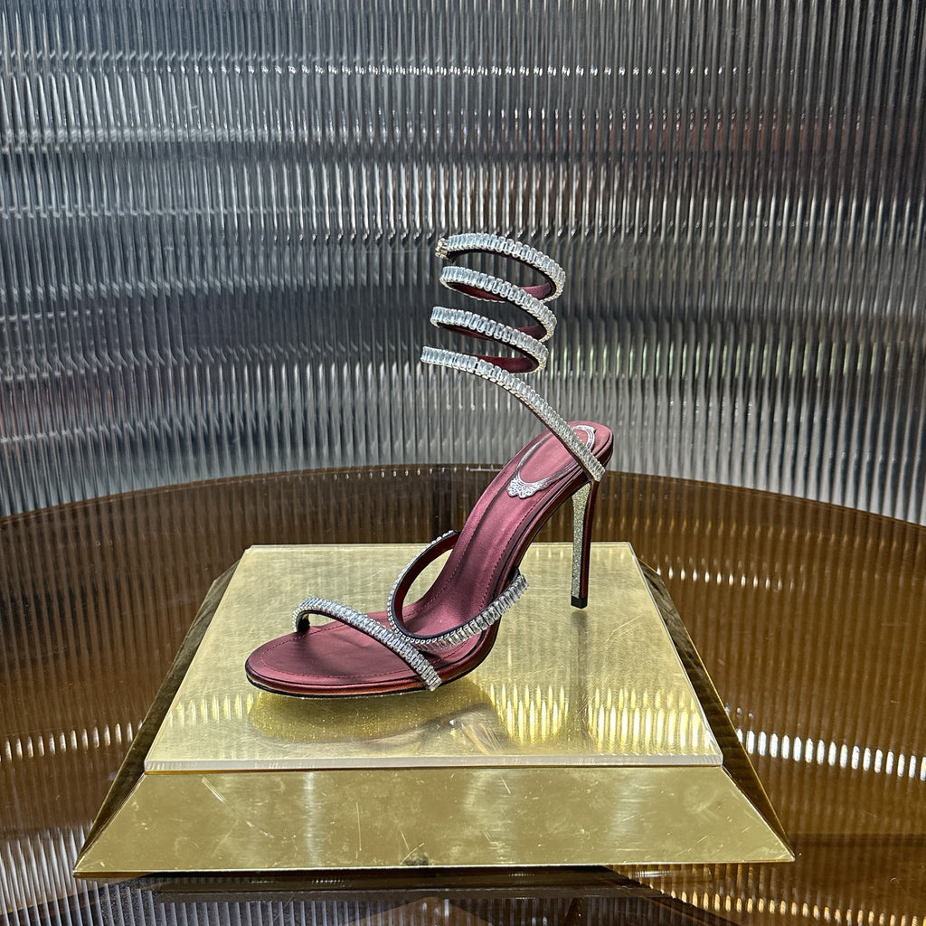 Cleo Spark sandal in Burgundy with rhinestone embellishments