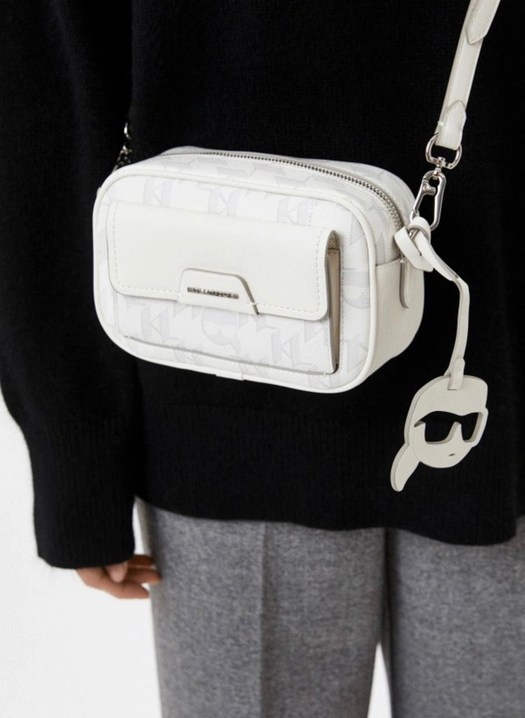 KARL LAGERFELD K/Ikonik 2.0 Monogram Crossbody White bag