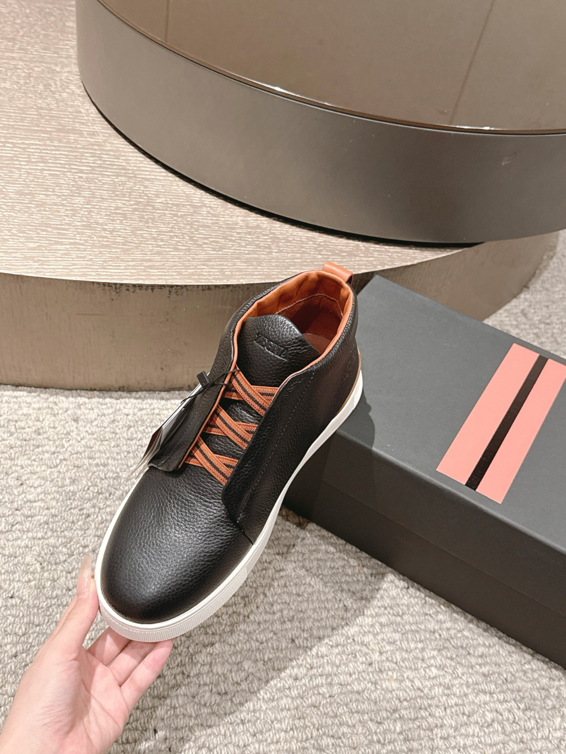 Ermenegildo Zegna black Triple Stitch mid-top