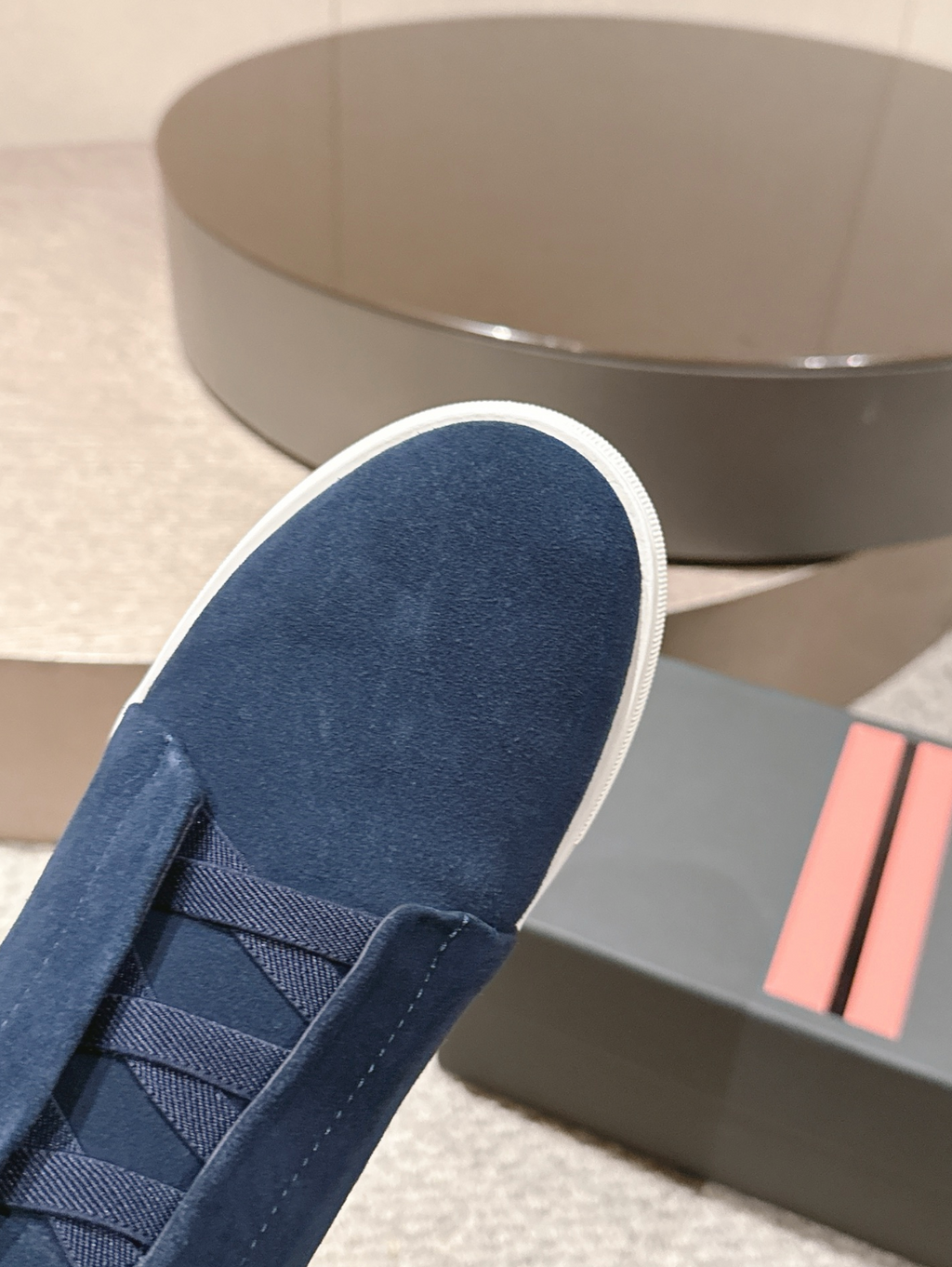 Ermenegildo Zegna navy suede Triple Stitch mid-top