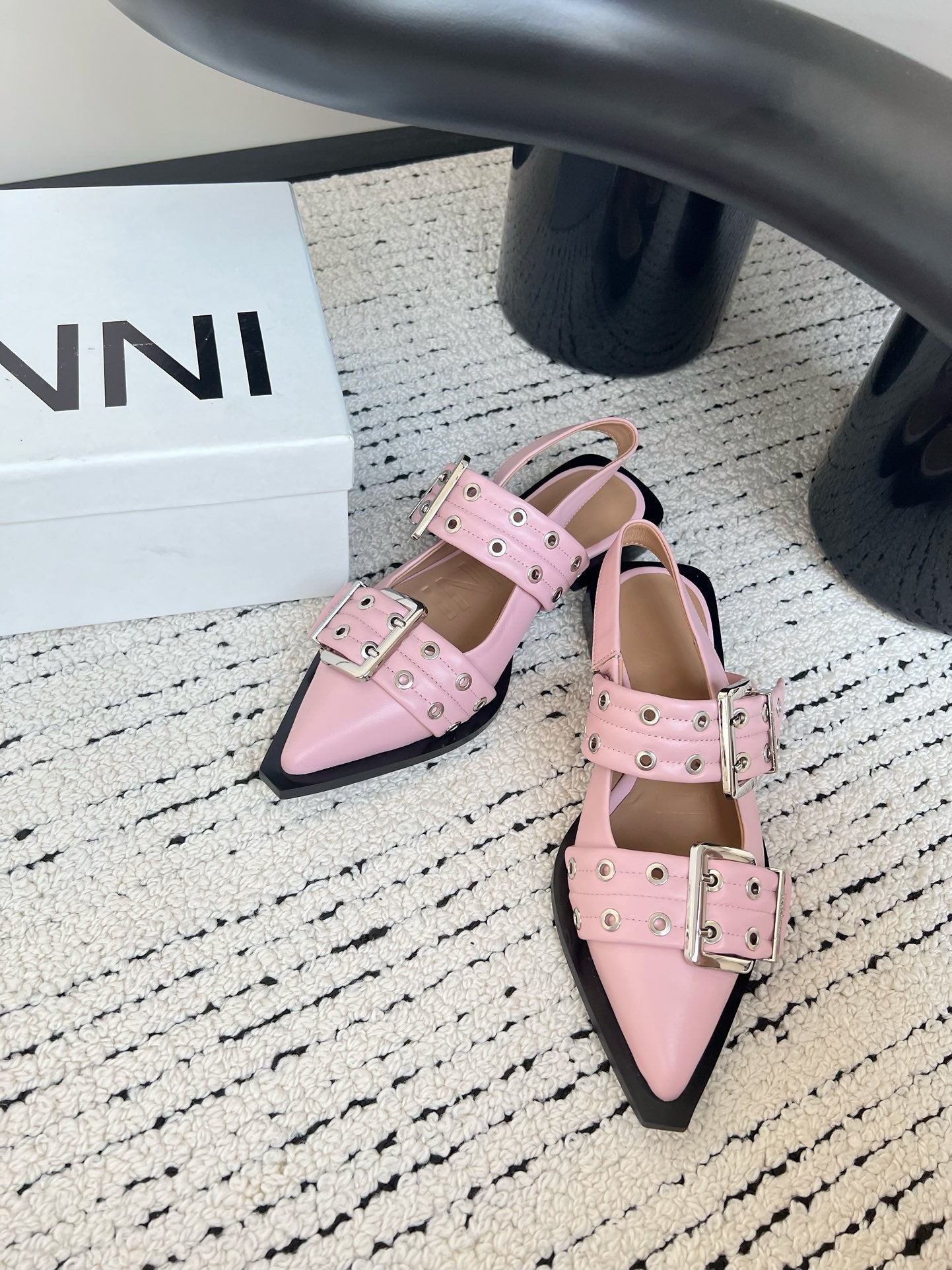 Ganni Buckle fastening Pink Ballerinas