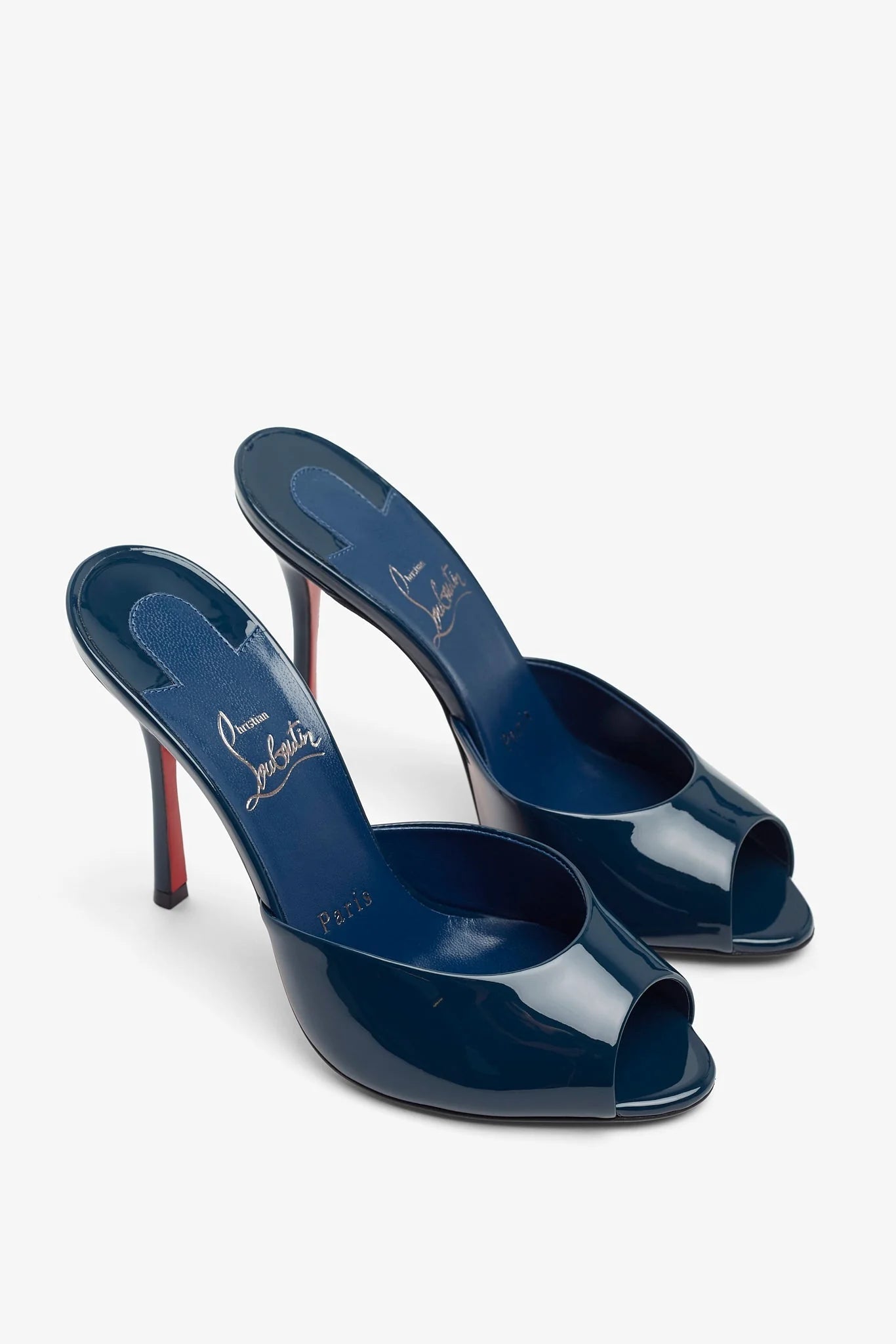 LOUBOUTIN Me Doll Blue Patent Mules