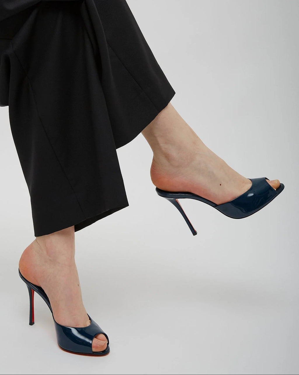 LOUBOUTIN Me Doll Blue Patent Mules