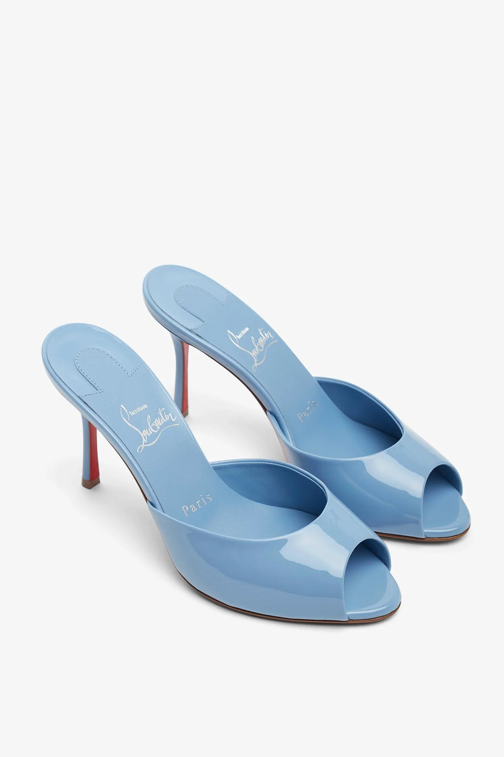 LOUBOUTIN Me Dolly Light Blue Patent Mules
