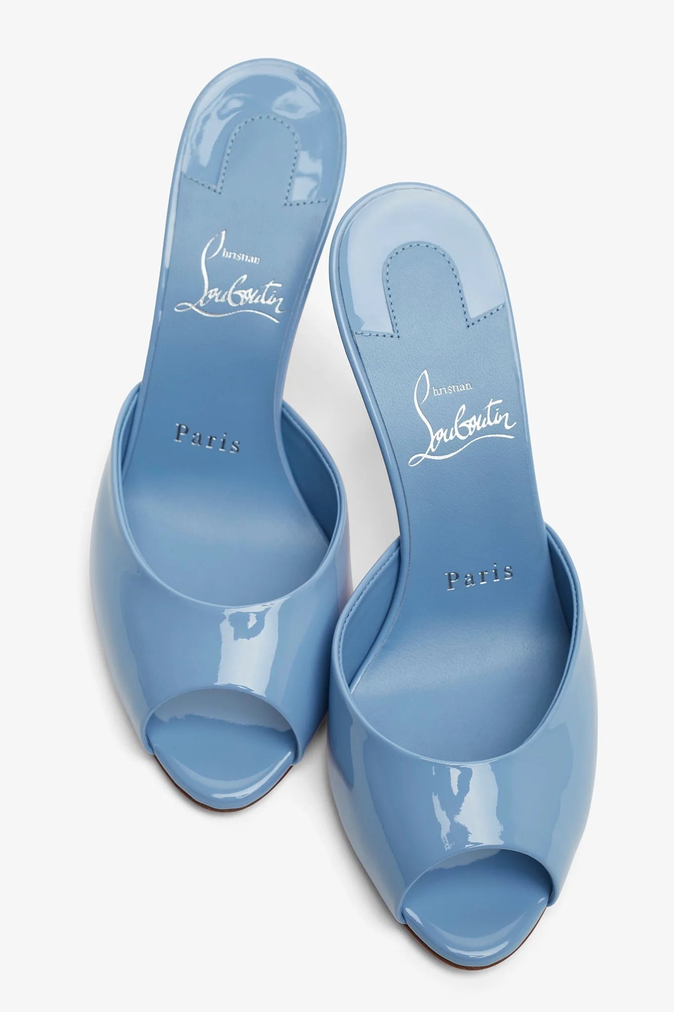 LOUBOUTIN Me Dolly Light Blue Patent Mules