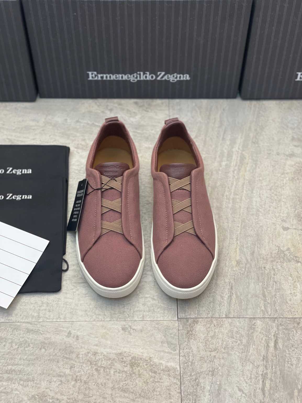 Ermenegildo Zegna pinkish triple  brown stitch Wool-Vicuna