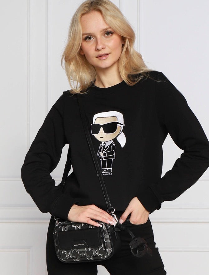 KARL LAGERFELD K/Ikonik 2.0 Monogram Crossbody Black bag
