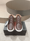 Ermenegildo Zegna brown deerskin wool Triple Stitch mid-top