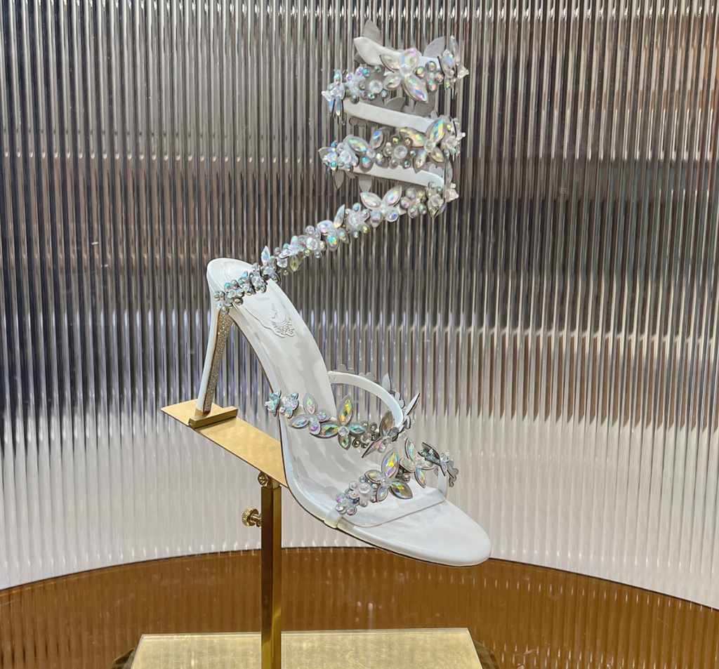 Eden White Crystal Satin Sandals