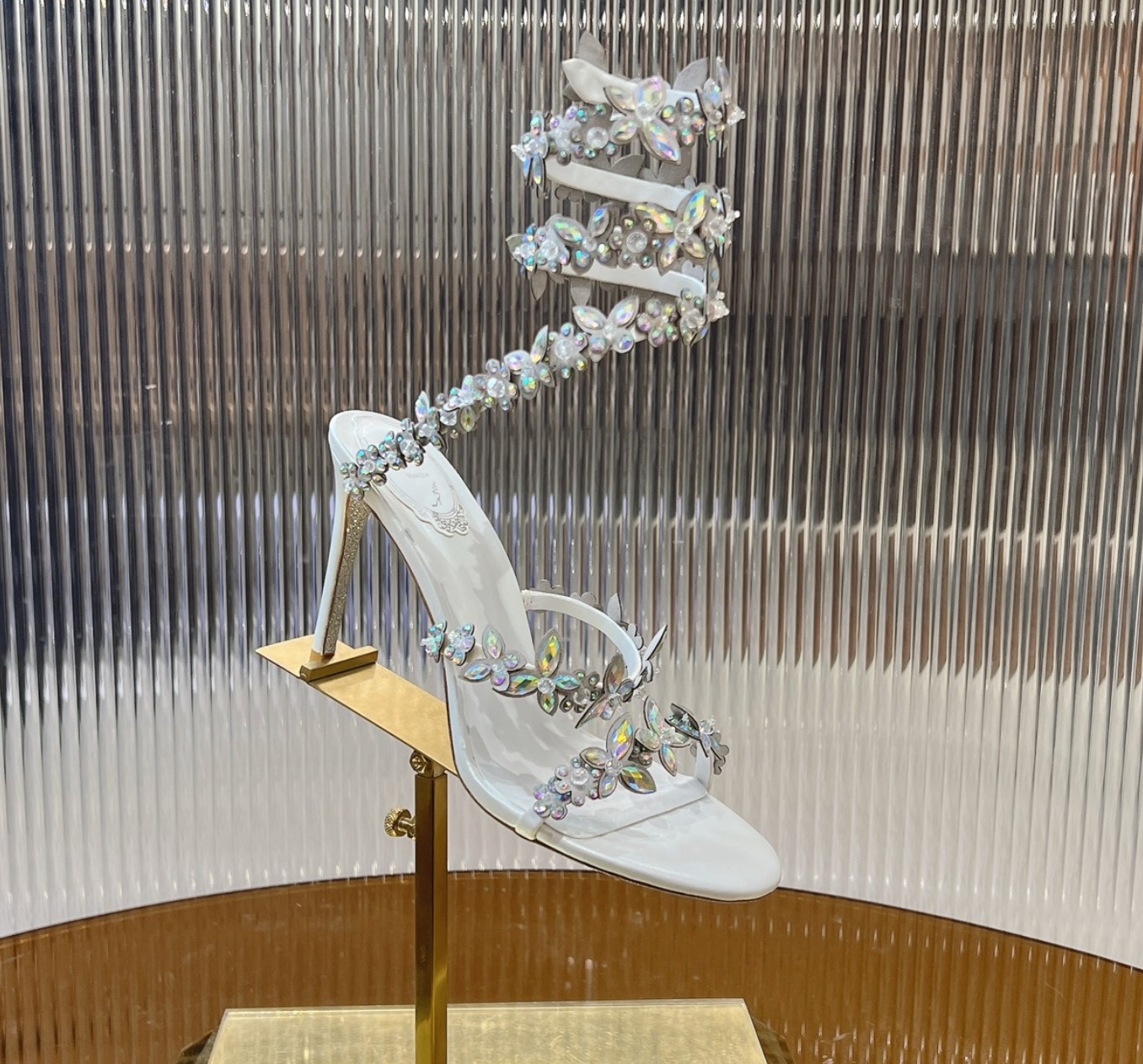 Eden White Crystal Satin Sandals