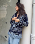 Suzanne Long Bandana Cardigan Navy