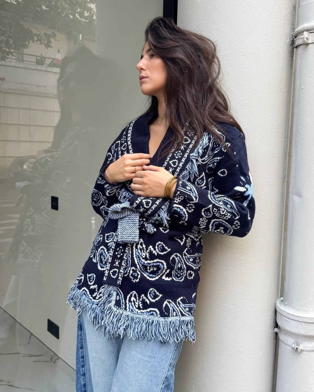 Suzanne Long Bandana Cardigan Navy