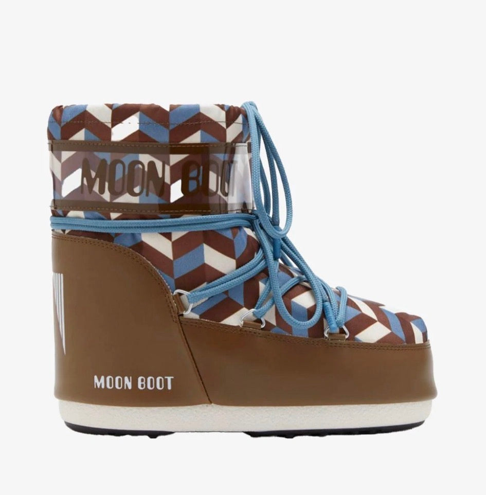 MOON BOOT Icon Low Ankle Optical Blue/Brown Boots