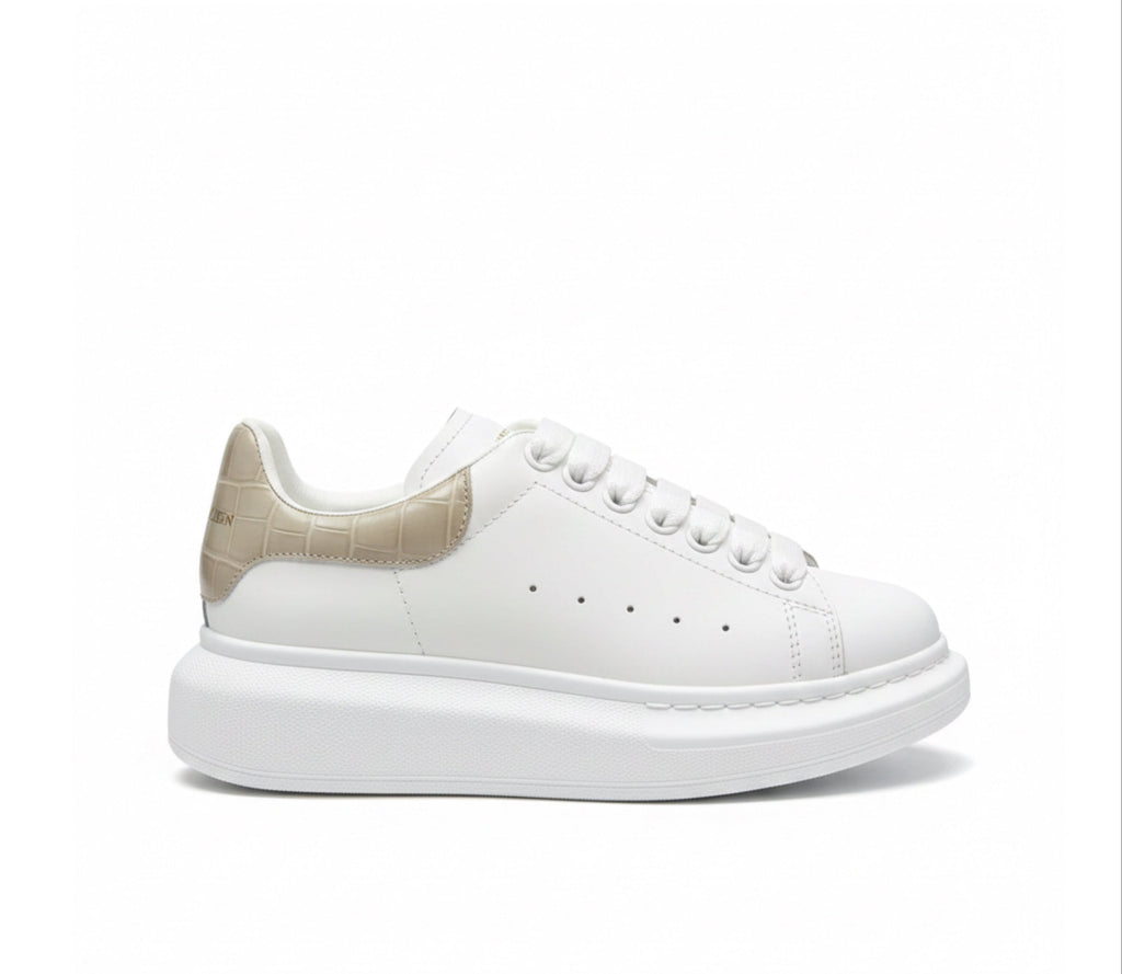 Oversized Beige Crocodile leather sneakers