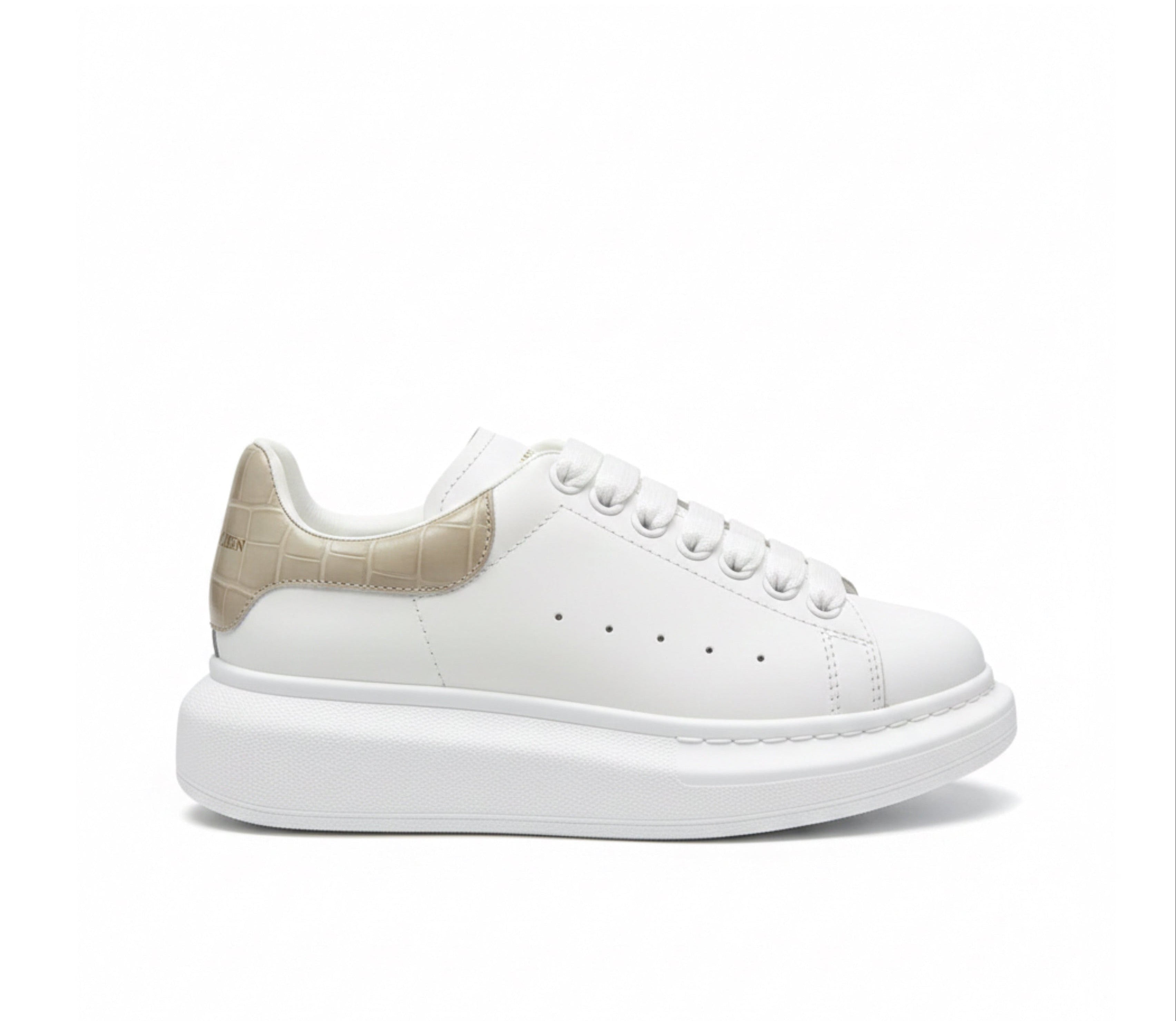 Oversized Beige Crocodile leather sneakers