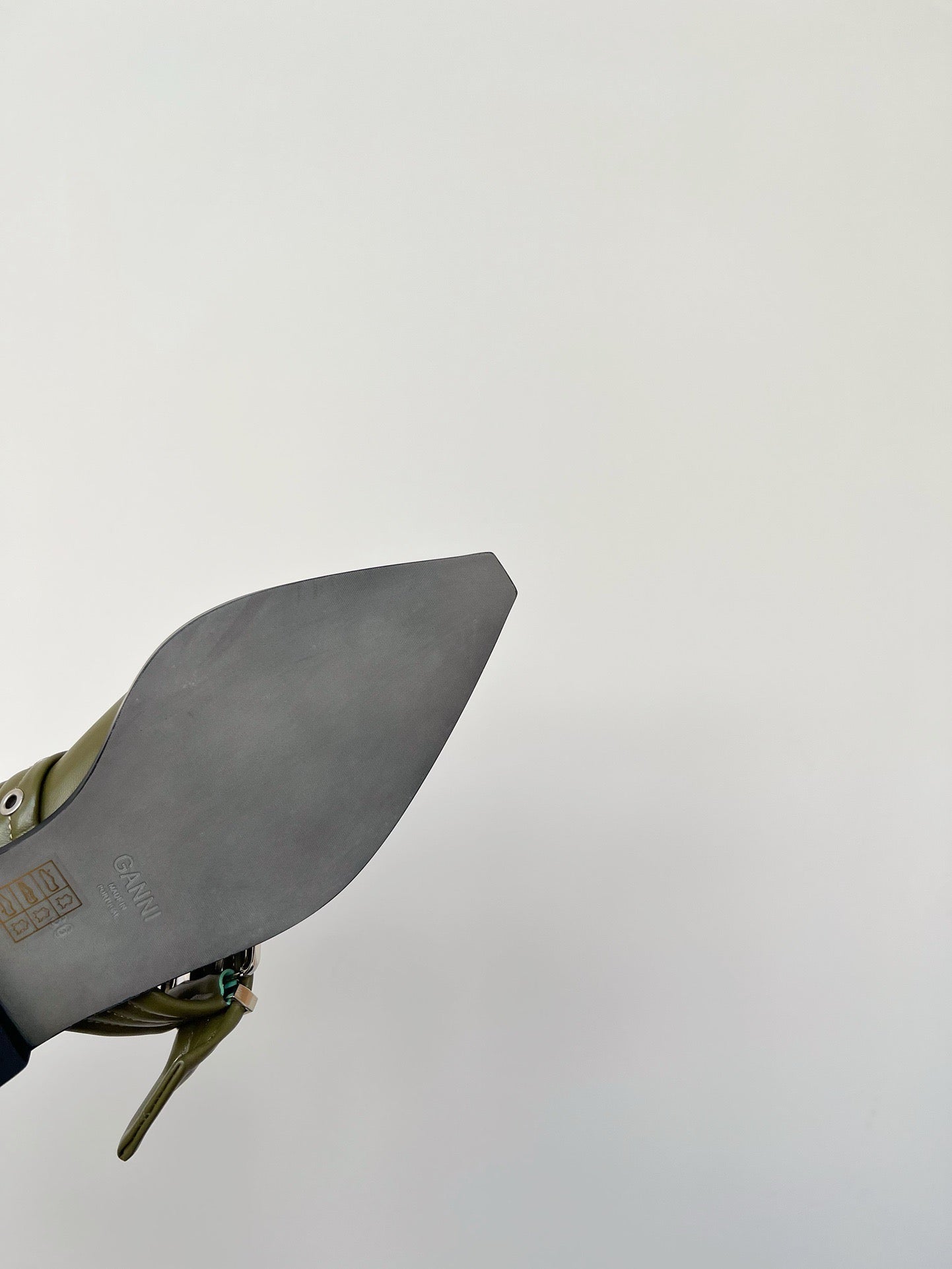 Ganni Buckle fastening Olive Green Ballerinas