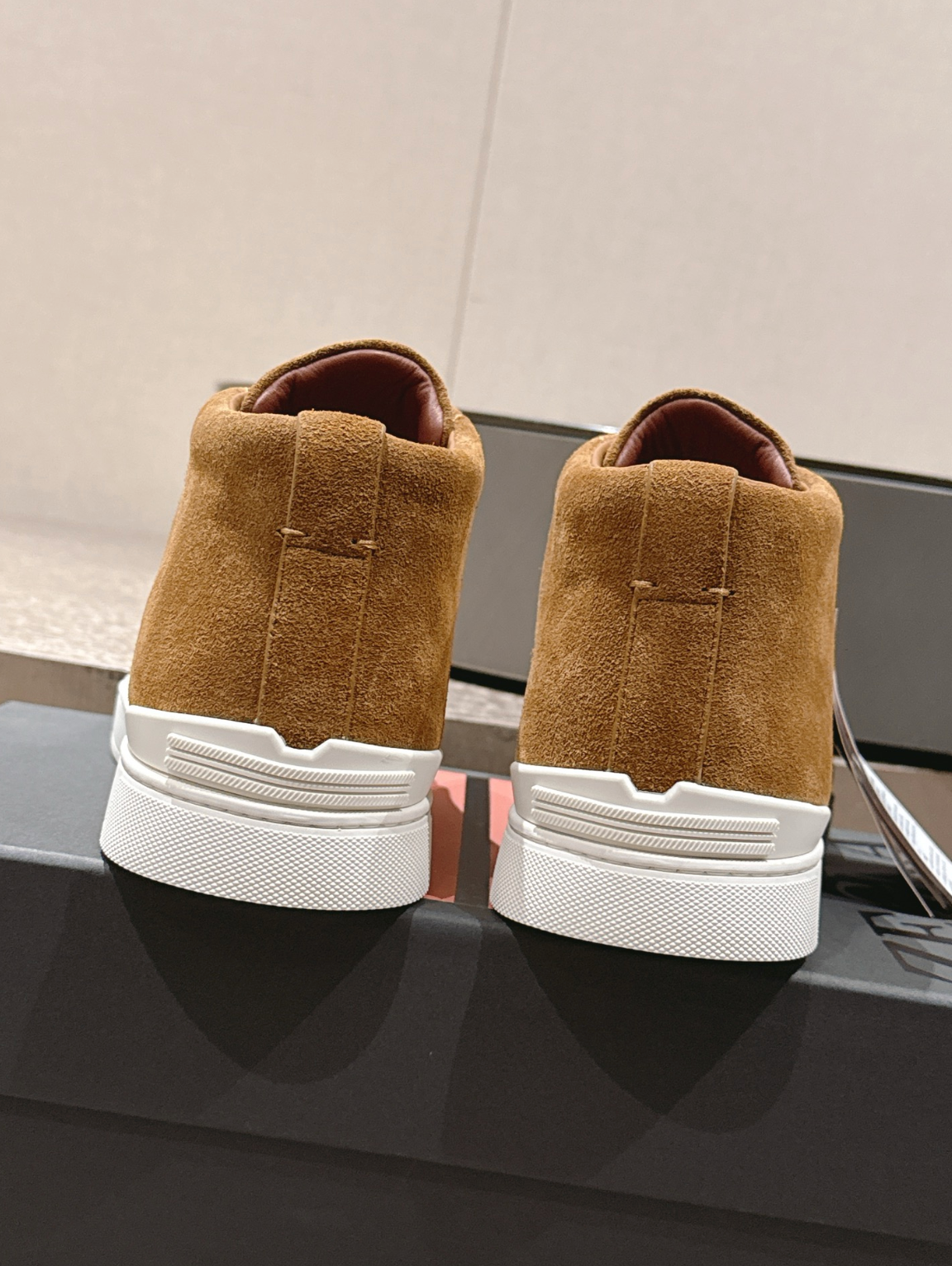 Ermenegildo Zegna tobacco suede Triple Stitch mid-top
