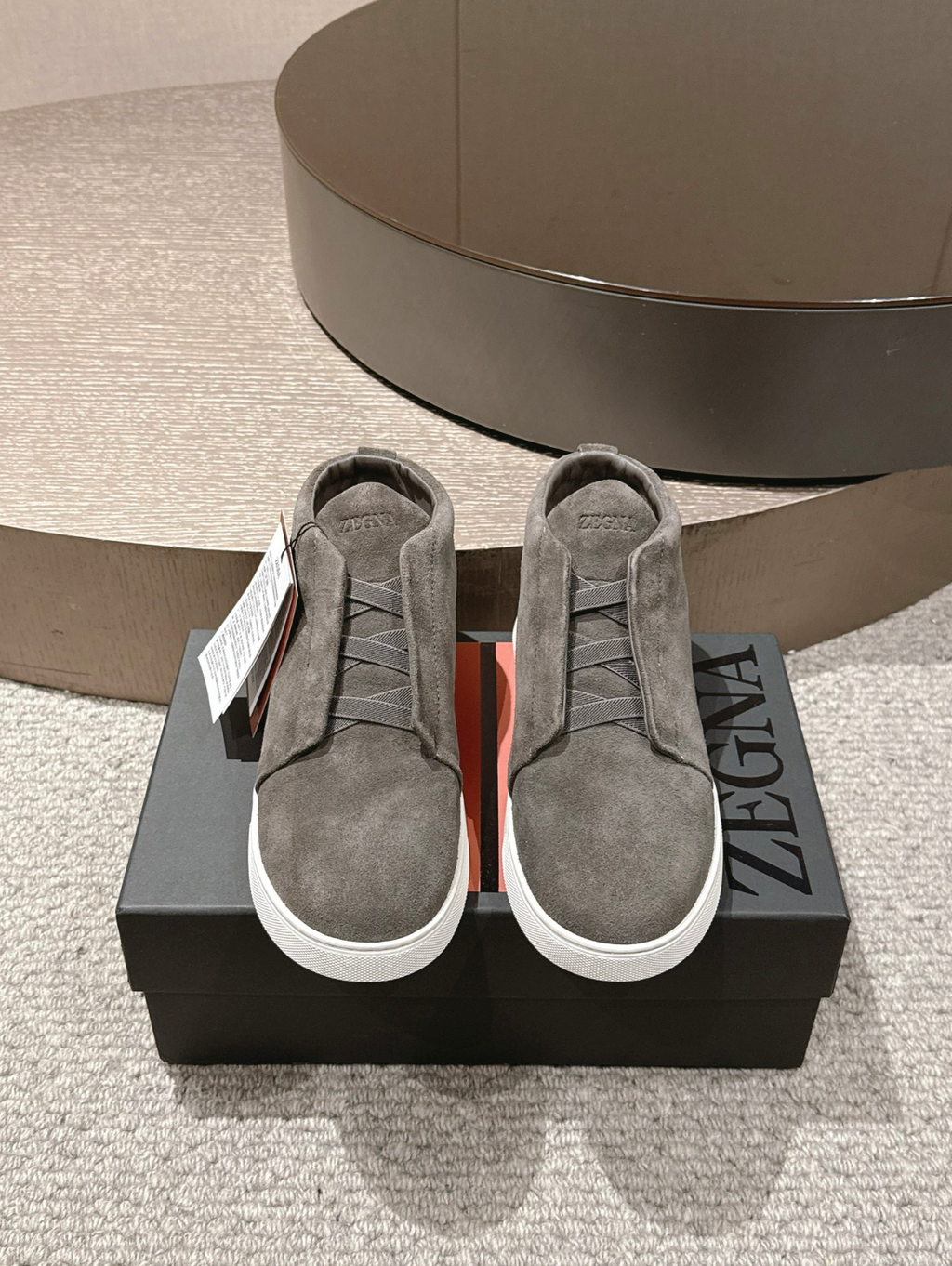 Ermenegildo Zegna grey suede Triple Stitch mid-top
