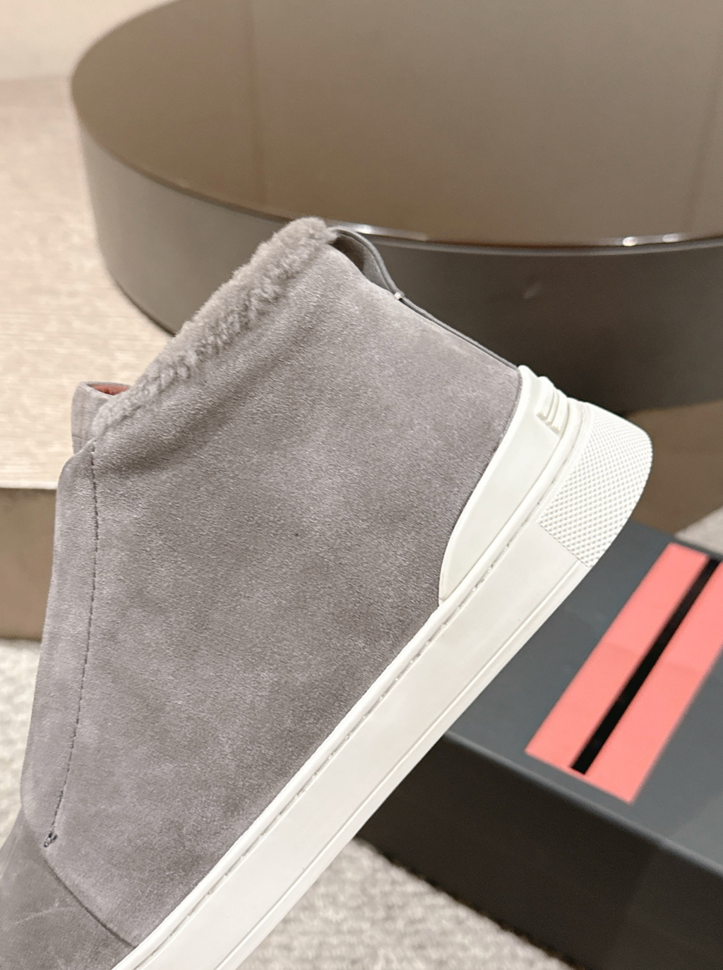 Ermenegildo Zegna grey suede wool Triple Stitch mid-top