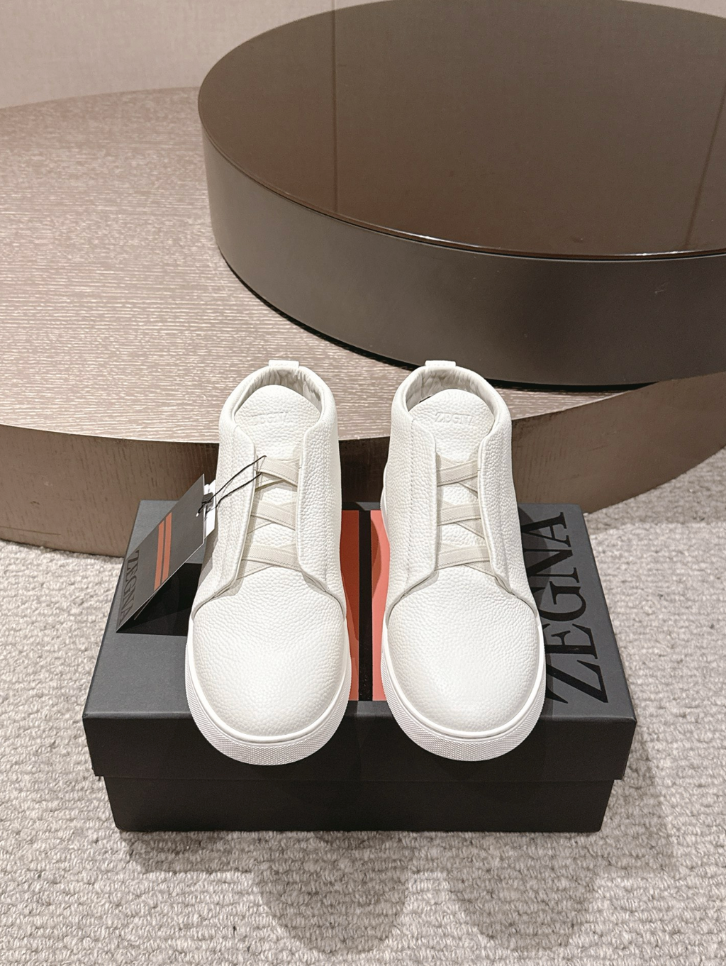 Ermenegildo Zegna white Triple Stitch mid-top