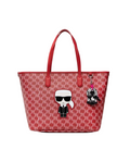 KARL LAGERFELD K/Ikonik 2.0 Monogram Red Tote Bag