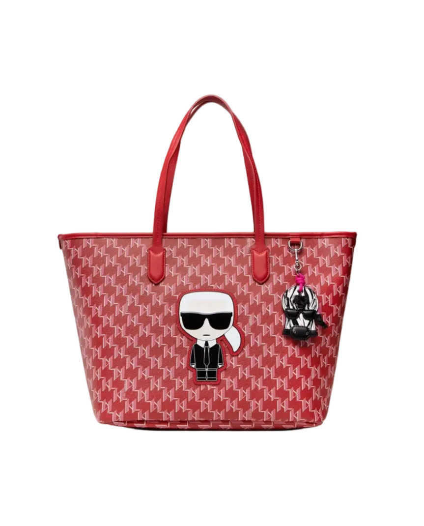KARL LAGERFELD K/Ikonik 2.0 Monogram Red Tote Bag