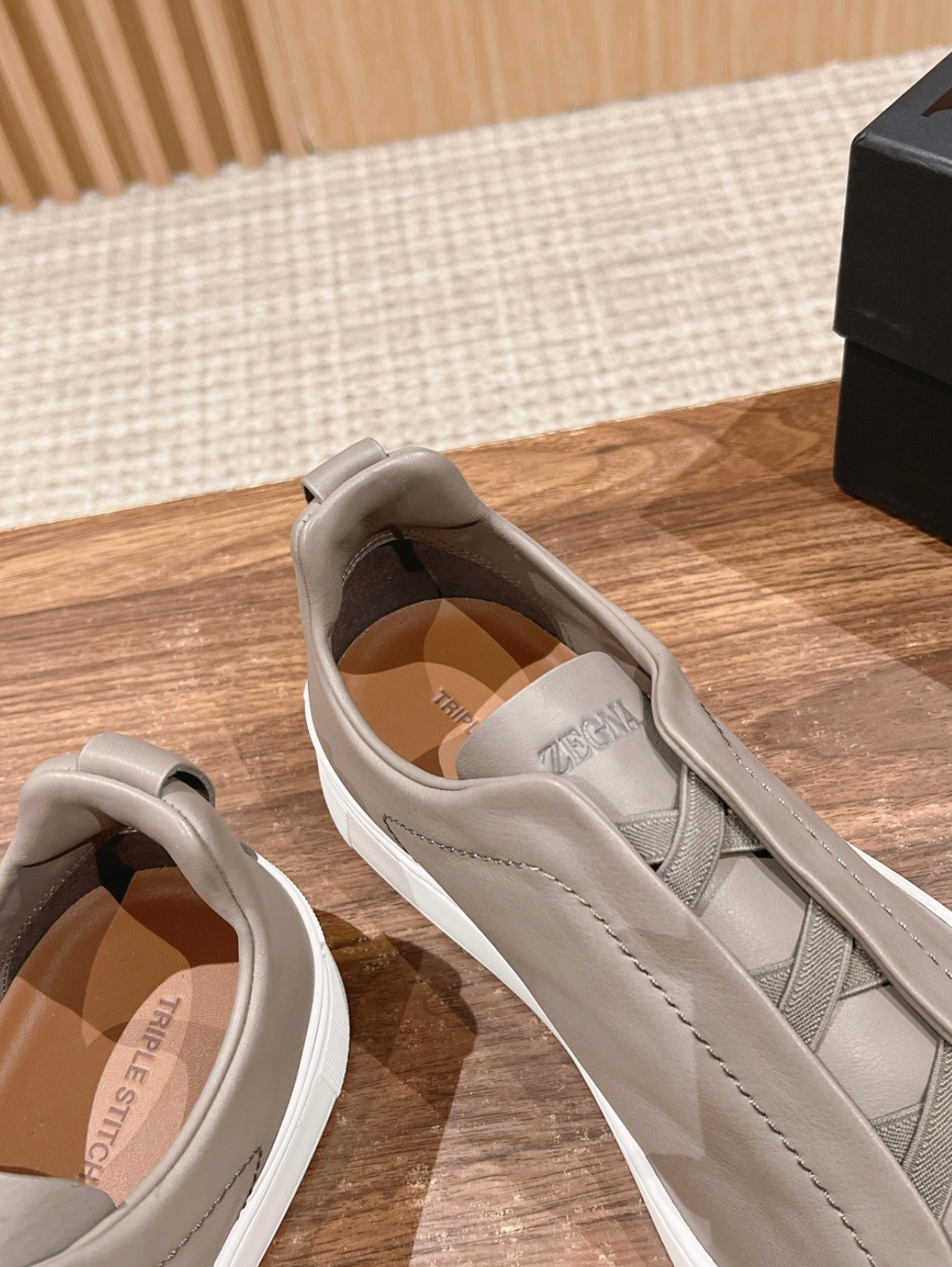 Ermenegildo Zegna beige deerskin Triple Stitch