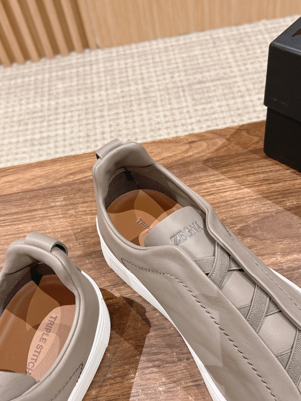 Ermenegildo Zegna beige deerskin Triple Stitch