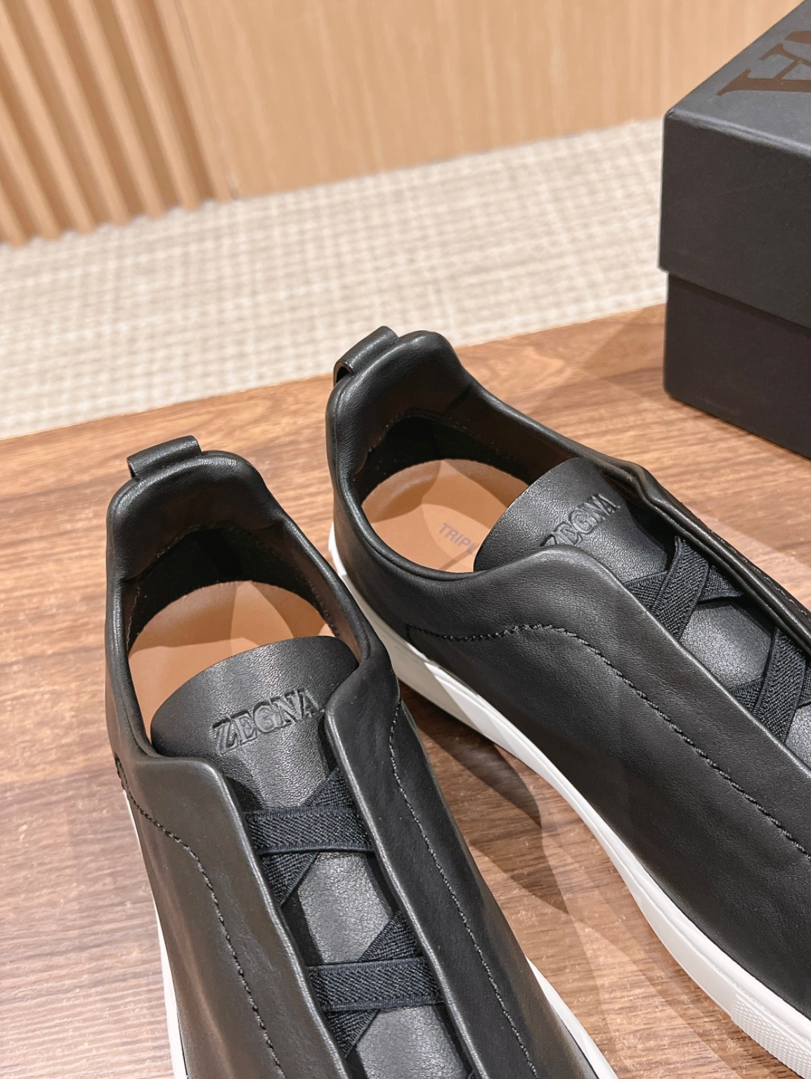 Ermenegildo Zegna black deerskin Triple Stitch