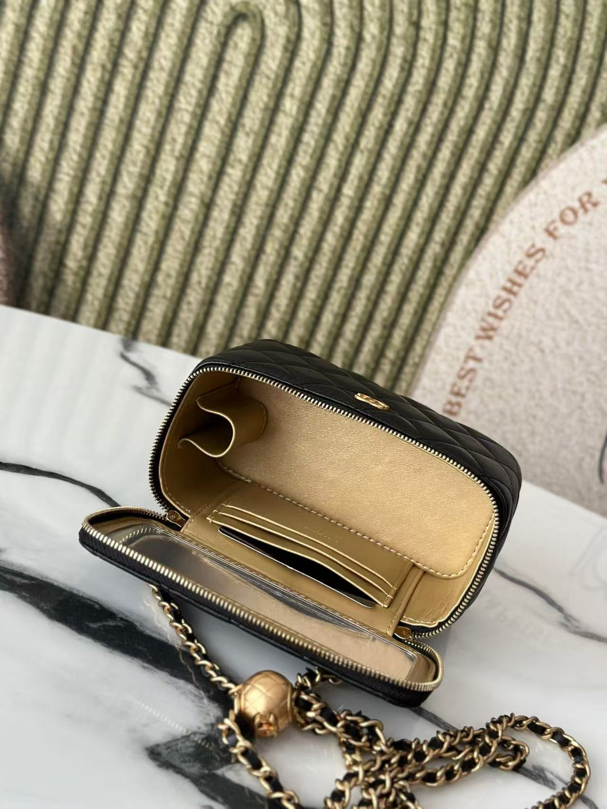 Chanel Vanity on Chain Pearl Crush Black Lambskin