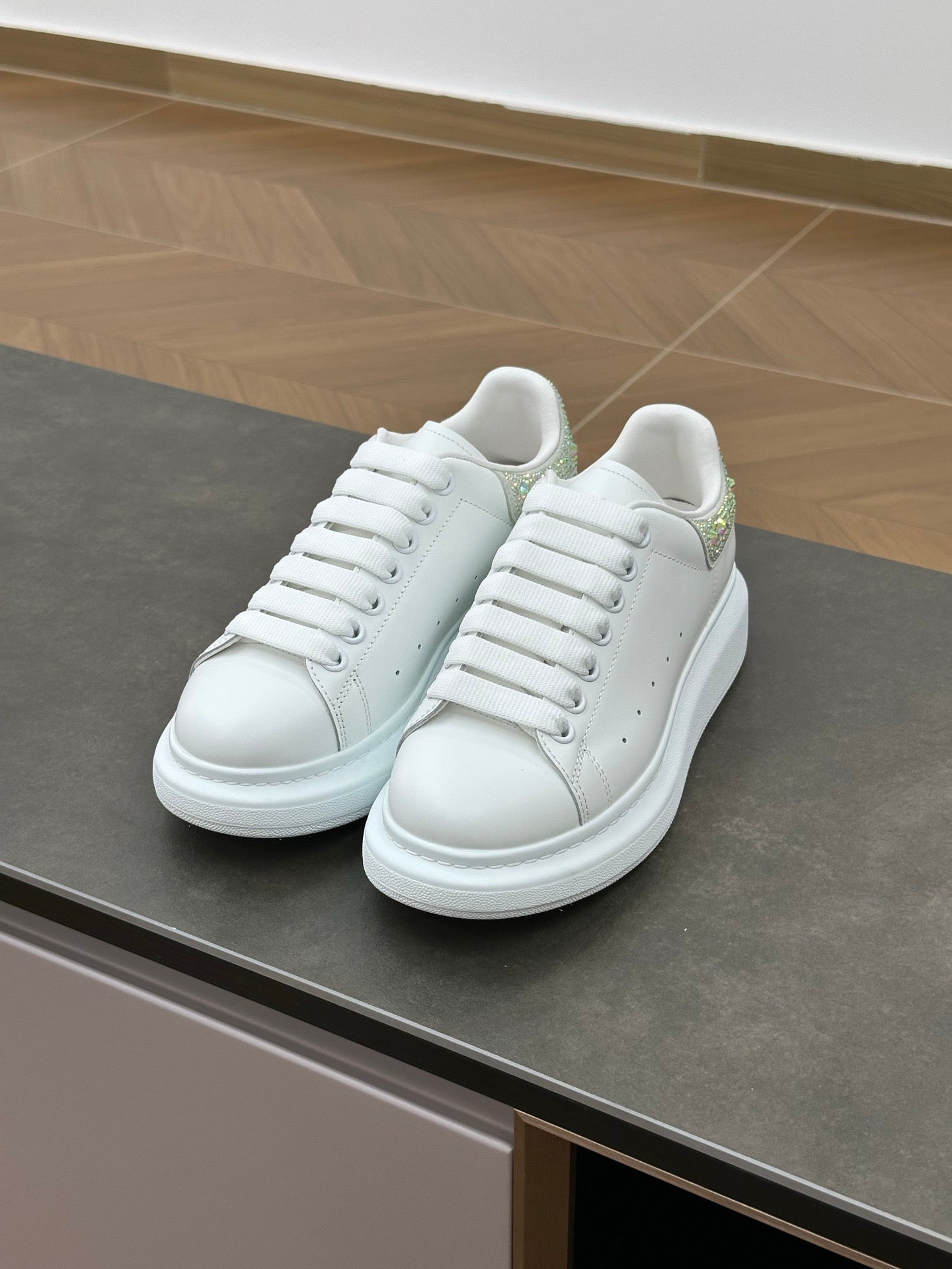 Women's Oversized Crystal Sneaker in Silver