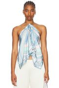 Pucci Light Blue Abstract-Print Halterneck Top