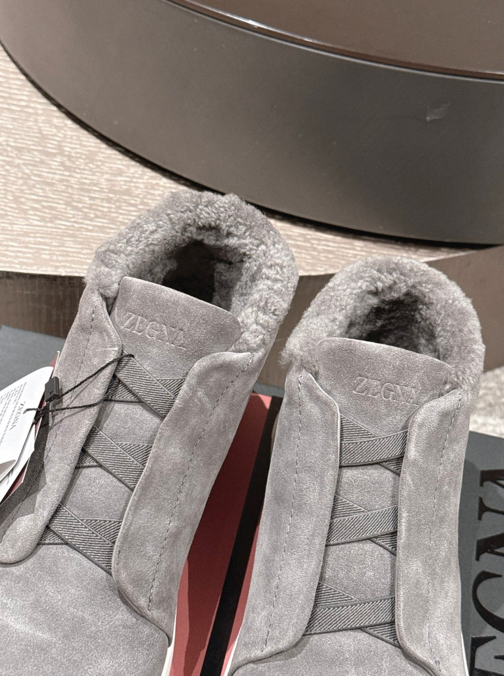 Ermenegildo Zegna grey suede wool Triple Stitch mid-top