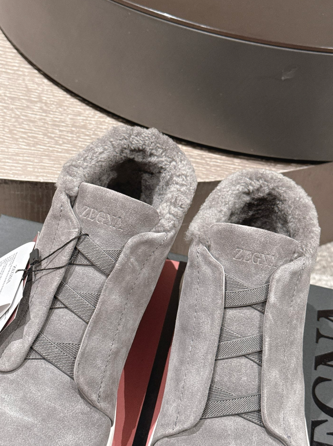 Ermenegildo Zegna grey suede wool Triple Stitch mid-top